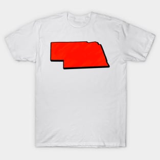 Bright Red Nebraska Outline T-Shirt
